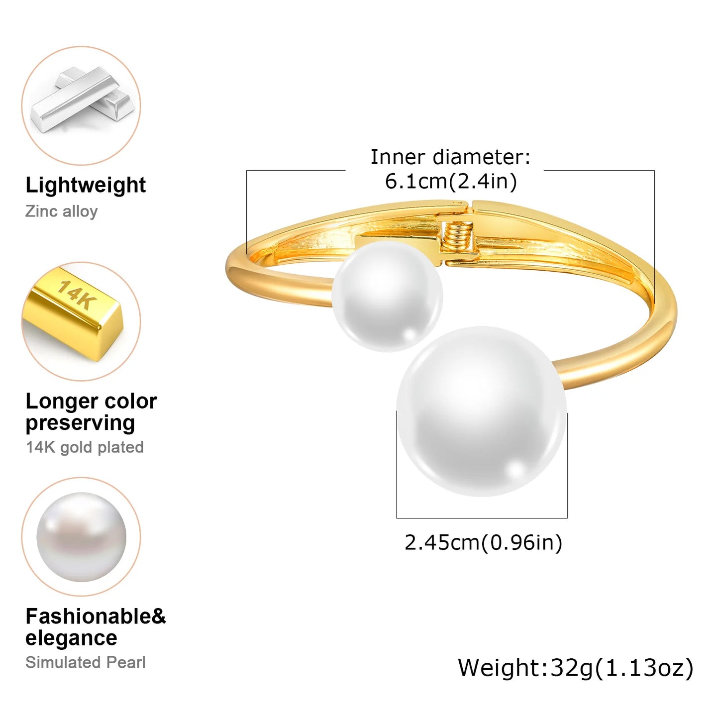 Simple Geometric Openable Chunky Bangles for Women, Statement Wrist Bracelet, Gold Plated Party Stackable Jewelry