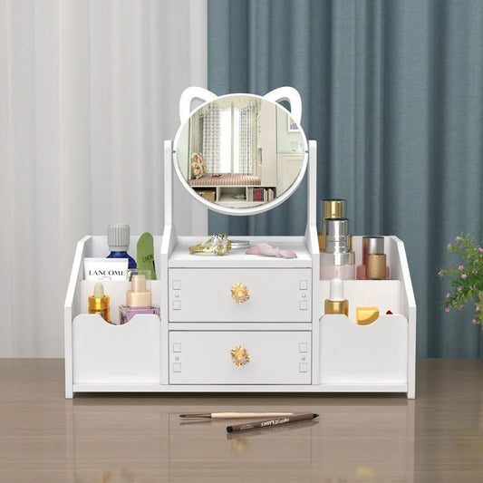 Makeup Organizer Large Capacity Cosmetic Storage Box Drawer Storage  Jewelry Box Desktop NailPolish Makeup Container With Mirror