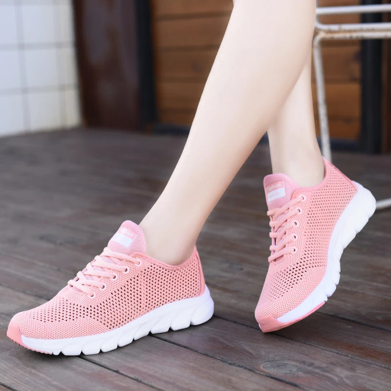 2022 Summer New Ladies Sneakers Breathable Lightweight Outdoor Running Sneakers Ladies Solid Color Tennis Ladies Casual Shoes