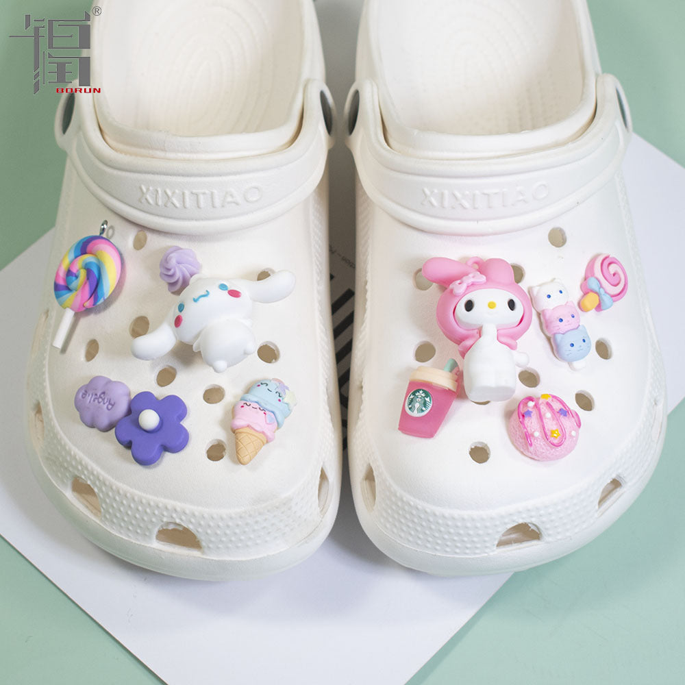 Sanrio Hello Kitty Croc Charms Kawaii Kuromi Shoe Buckle Accessories Girl Slippers DIY Decorations for Croc Jibz Bracelets Gift