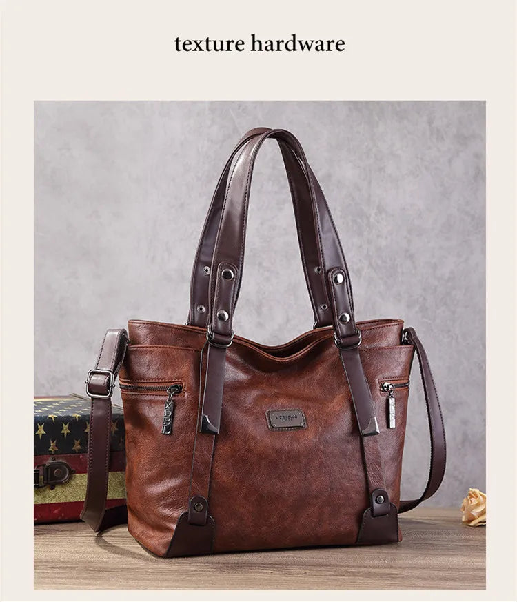 Large Handbags for Women Vintage Faux Leather Tote Bag Ladies Trend 2024 Designer Luxury Bag Black Brown Wine Red Blue Green New