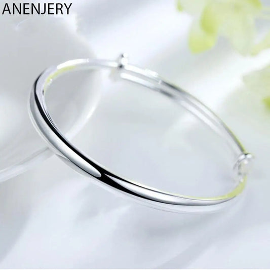 ANENJERY Silver Color Bangles Simple Adjustable Bracelets & Bangles For Women S-B55