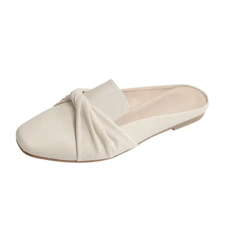 2023 Luxury Woman Mules Summer Close Toe Women Slippers Bowtie Lazy Slides Flat Heel Girl Slippers Korean Outdoor Flip Flops